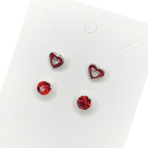 Red heart earring set